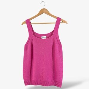 FRNCH Pink Sleeveless Sweater Knit Tank Top Size L Bright Spring Feminine Casual